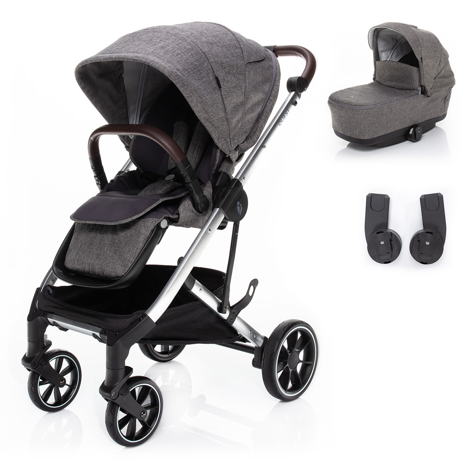E-shop ZOPA Set kočík Quest+ korba+ adaptéry, Tornado Grey/Silver