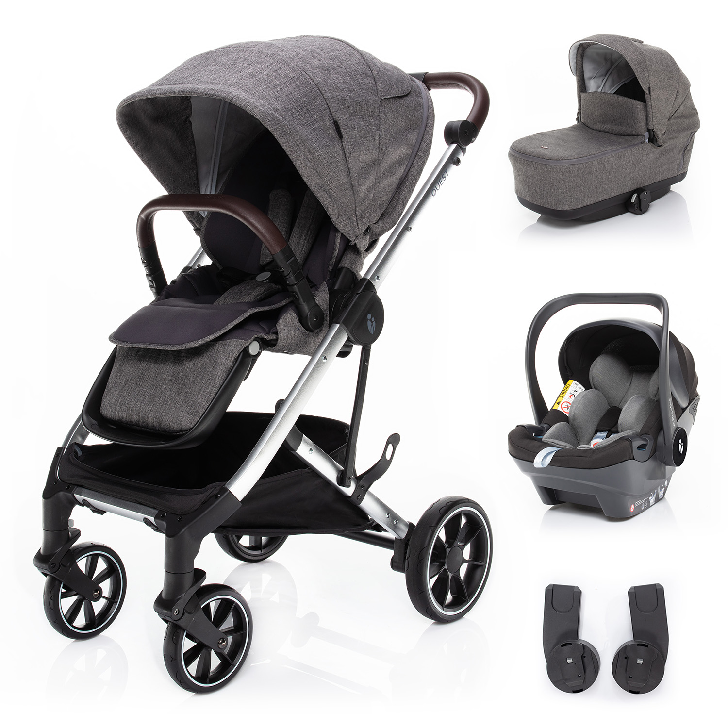 E-shop ZOPA Set kočík Quest+ korba+ adaptéry+ autosedačka, Tornado Grey/Silver