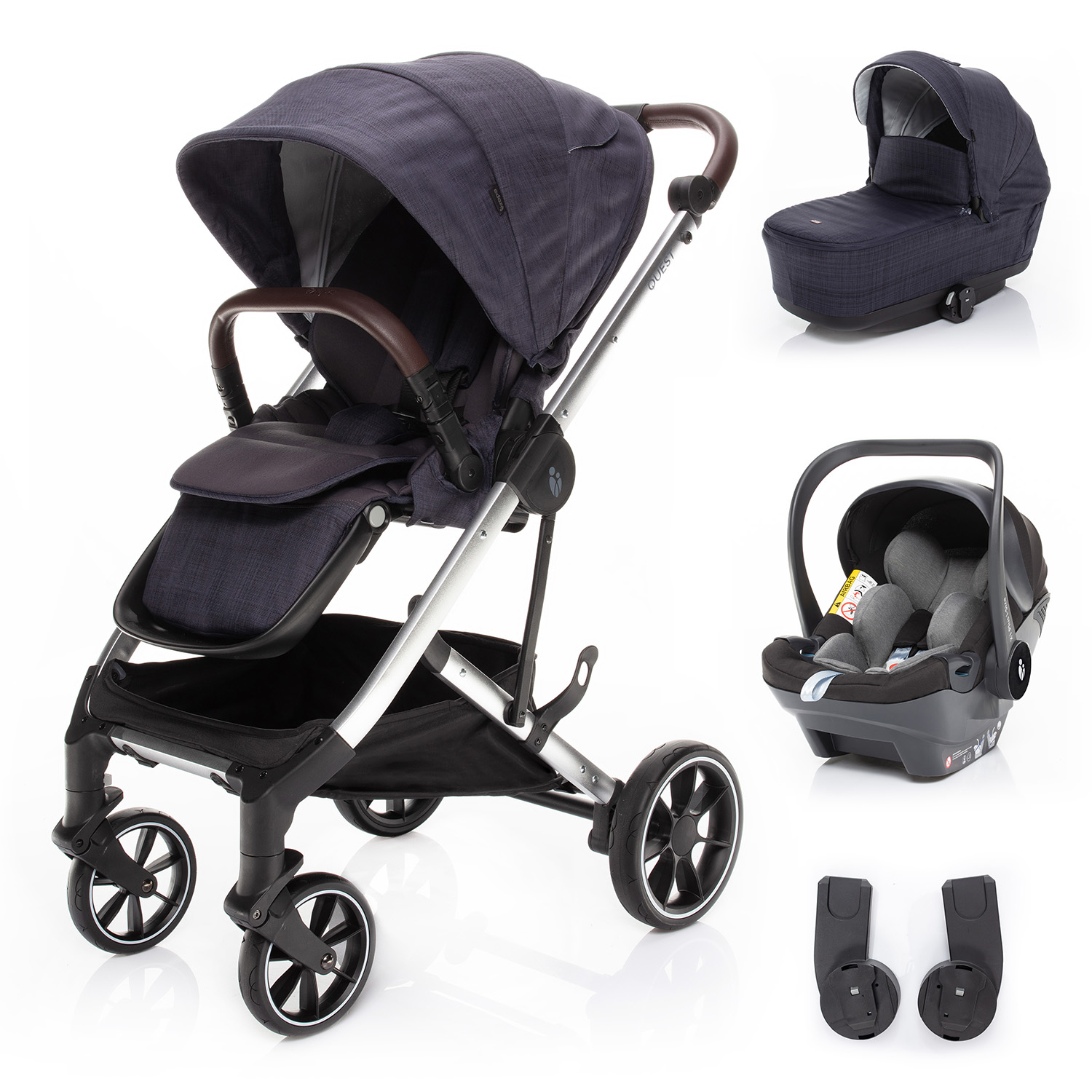 E-shop ZOPA Set kočík Quest+ korba+ adaptéry+ autosedačka, Midnight Navy/Silver
