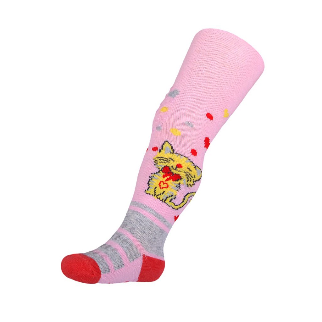 E-shop Bavlnené pančucháčky New Baby 3xABS svetlo ružové s mačičkou, 104 (3-4r) - 24049