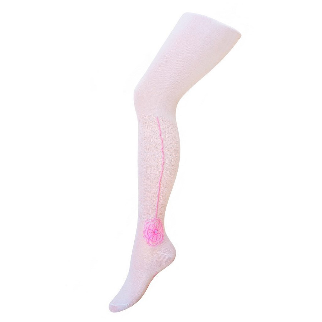 E-shop Detské bavlnené žakárové pančucháčky New Baby biele s kvetinkou, 128 (7-8 rokov) - 25272