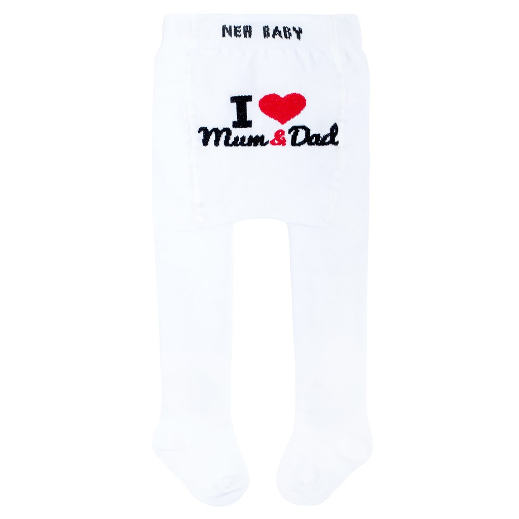 E-shop Bavlnené pančucháčky New Baby biele I Love Mum and Dad, 56 (0-3m) - 26290