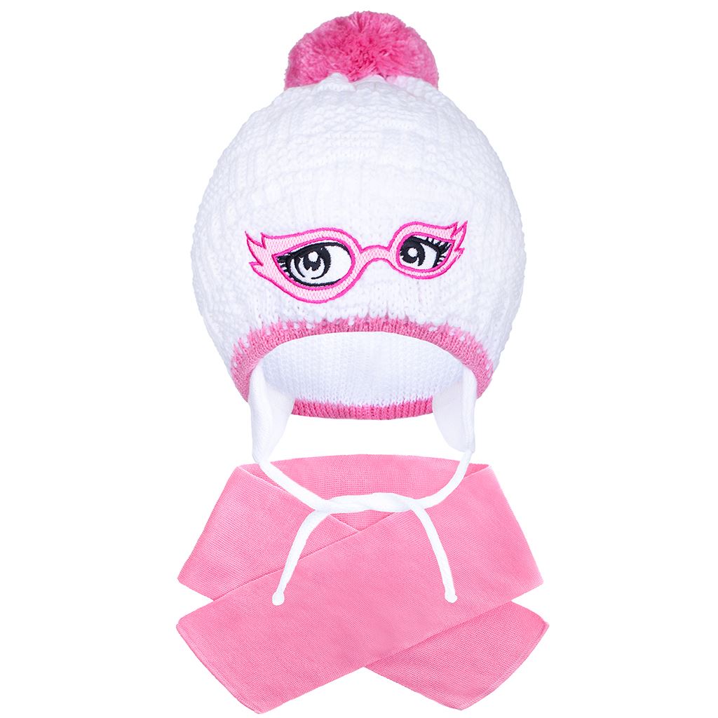 E-shop Zimná detská pletená čiapočka so šálom New Baby ružová, 104 (3-4r) - 26834