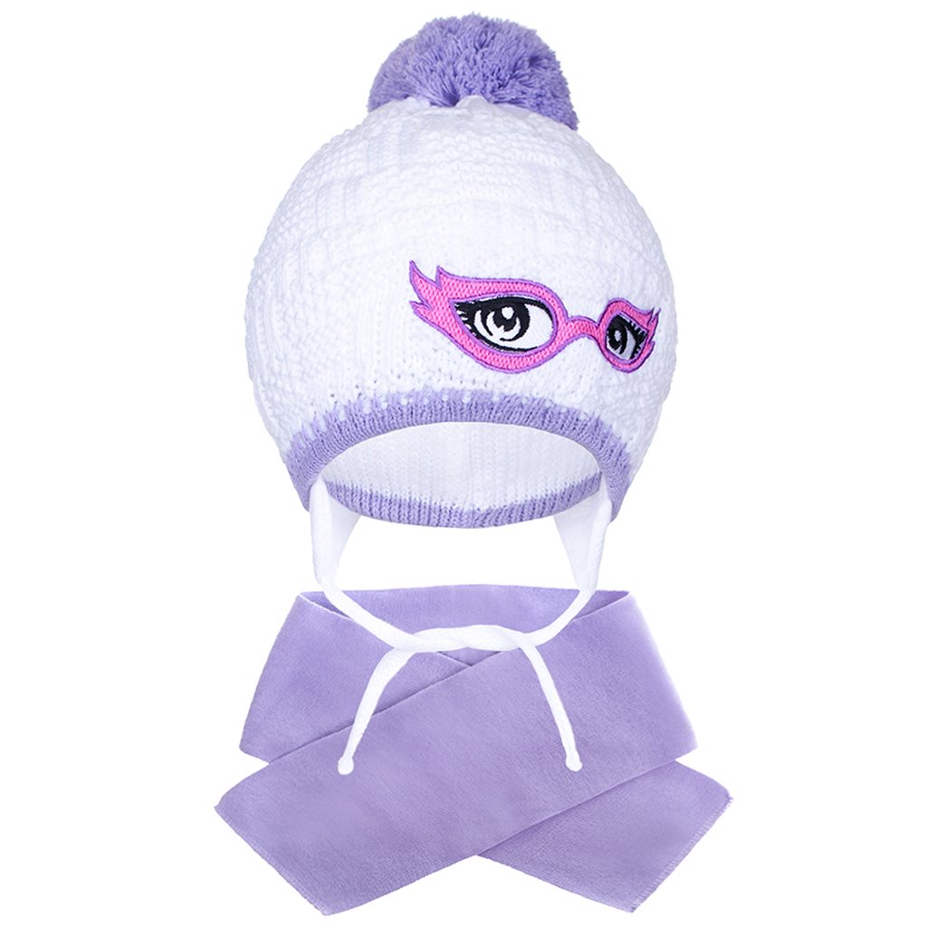 E-shop Zimná detská pletená čiapočka so šálom New Baby fialová, 104 (3-4r) - 26835