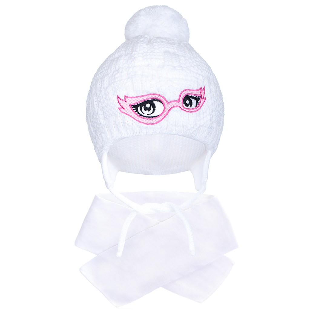 E-shop Zimná detská pletená čiapočka so šálom New Baby biela, 104 (3-4r) - 26836