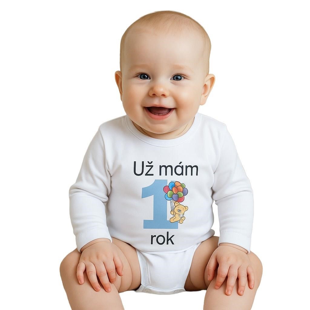 E-shop Body s potlačou New Baby Už mám 1 rok modré, 86 (12-18m) - 28333
