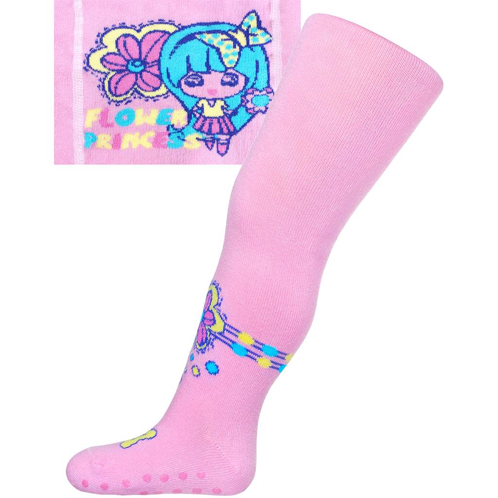 E-shop Bavlnené pančucháčky New Baby s ABS svetlo ružové flower princess, 104 (3-4r) - 30231