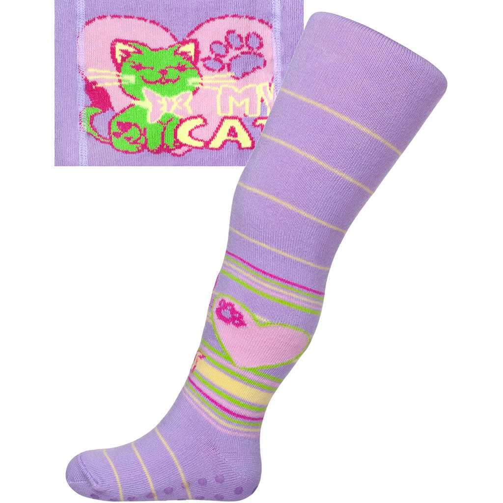 E-shop Bavlnené pančucháčky New Baby s ABS fialové my cat, 104 (3-4r) - 30234