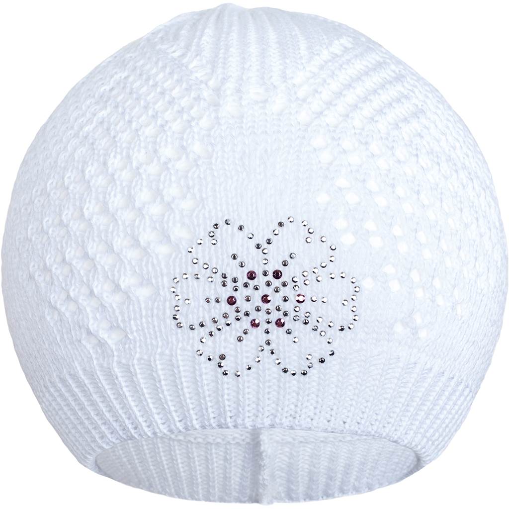 E-shop Pletená čiapočka New Baby kytička biela, 104 (3-4r) - 30570