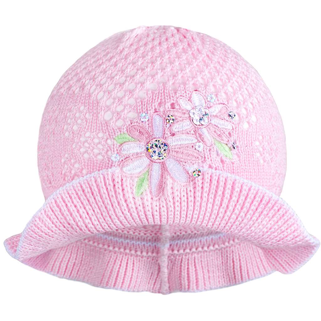 E-shop Pletený klobúčik New Baby ružovo-biely, 104 (3-4r) - 30793