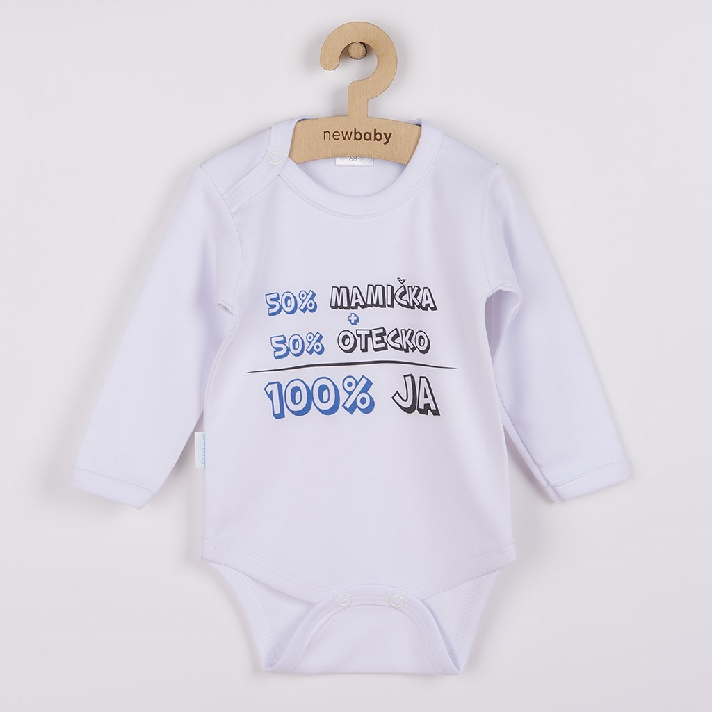 E-shop Body s potlačou New Baby 50% MAMIČKA + 50% OTECKO - 100% JA modré, 86 (12-18m) - 31328