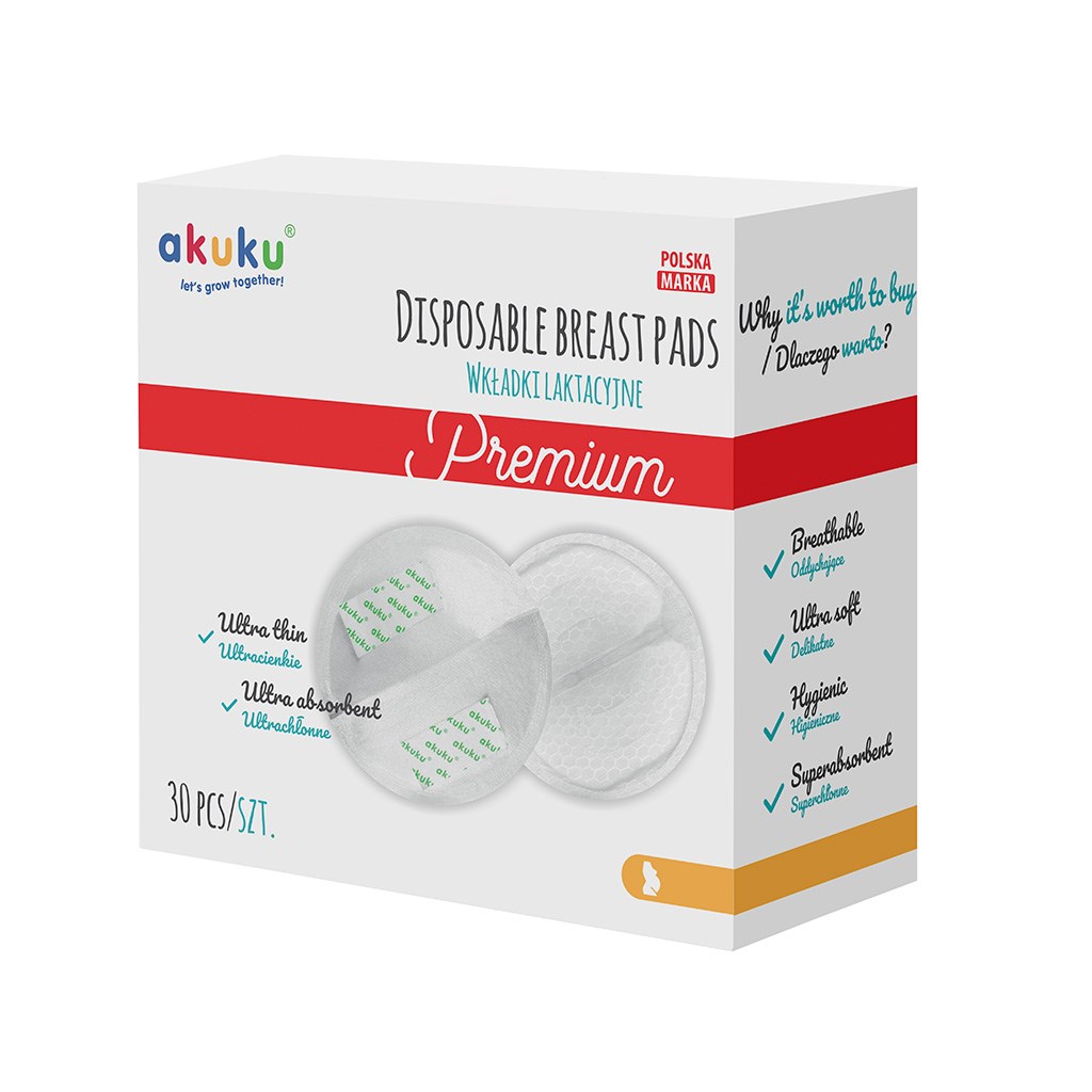 E-shop Laktačné ultrasavé prsné vložky Akuku 30 ks - 31434