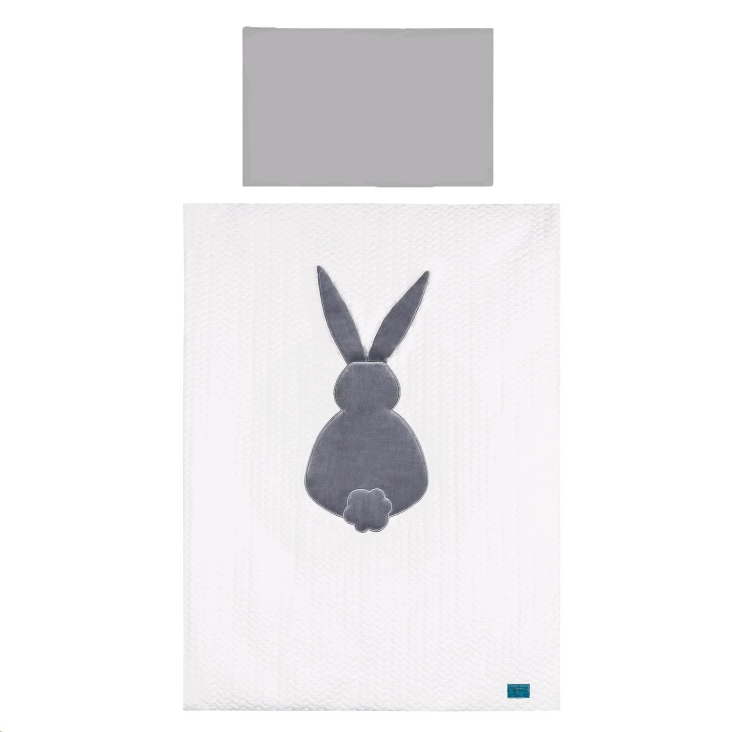 E-shop 3-dielne posteľné obliečky Belisima Králiček 100/135 bielo-sivé - 33544