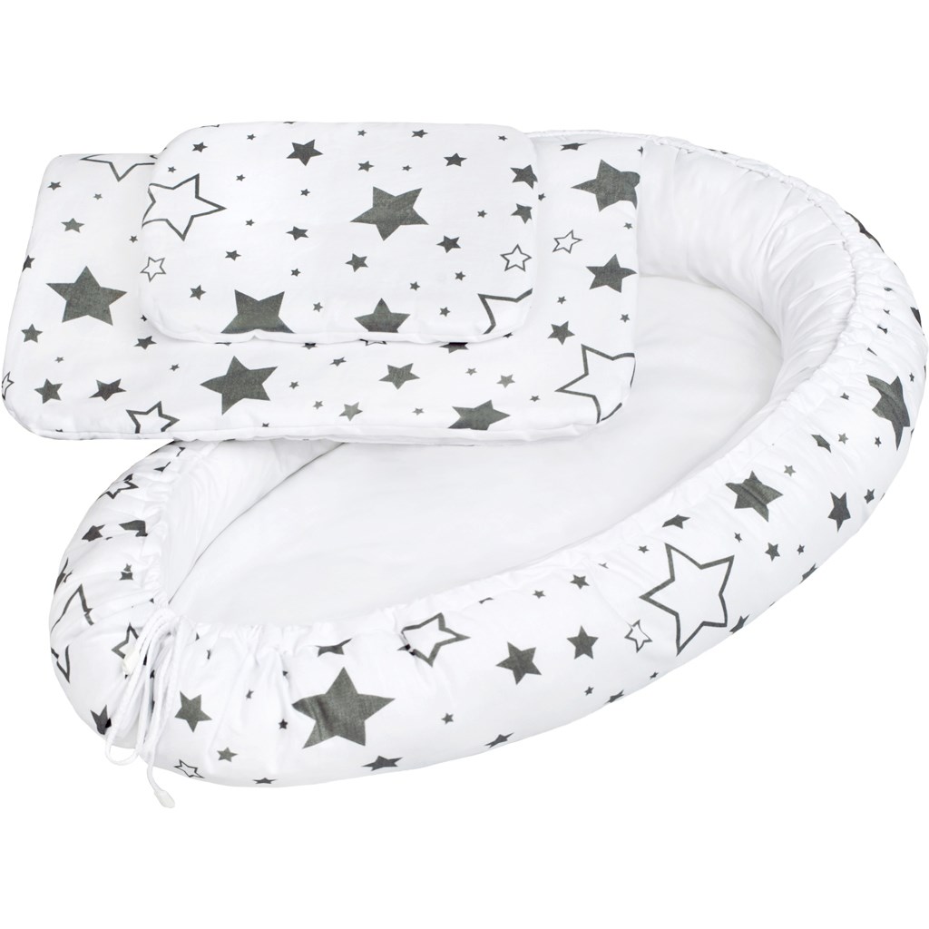 E-shop Luxusné hniezdočko s perinkou pre bábätko New Baby sivé hviezdy - 33692