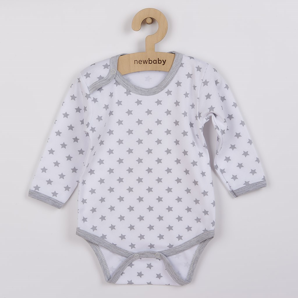 E-shop Dojčenské body New Baby Classic II sivé s hviezdičkami, 80 (9-12m) - 35017
