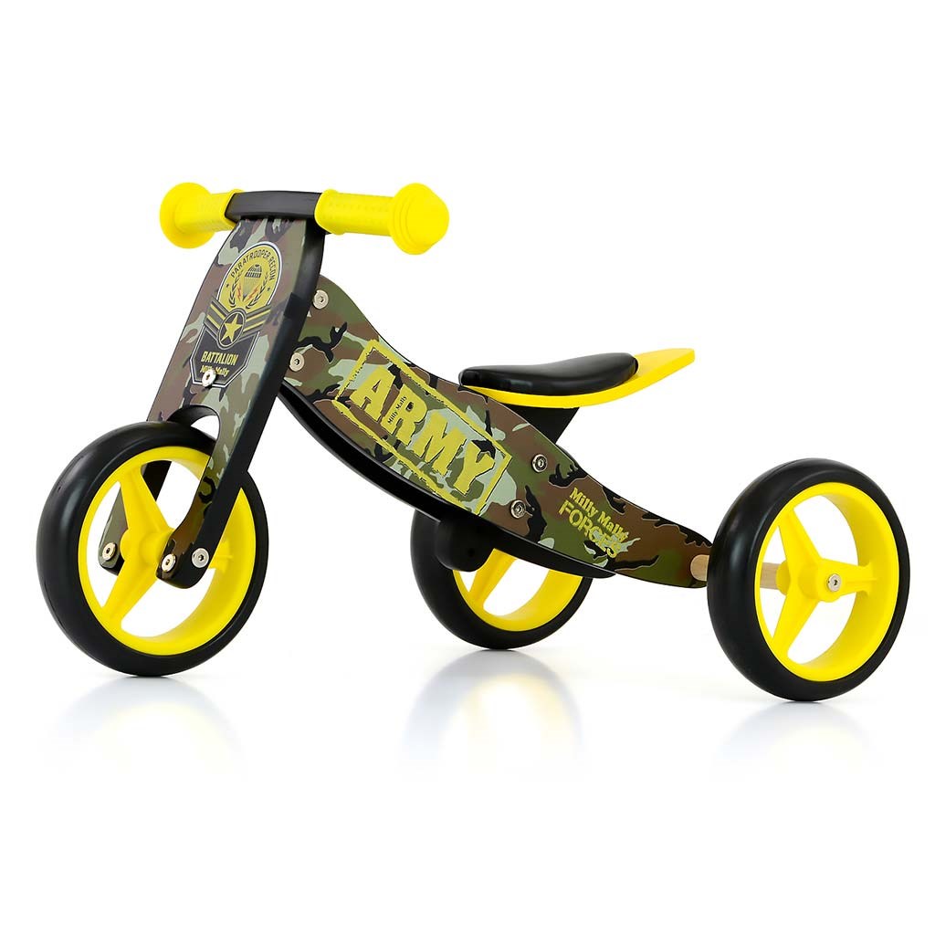 E-shop Detské multifunkčné odrážadlo bicykel 2v1 Milly Mally JAKE Army - 36443