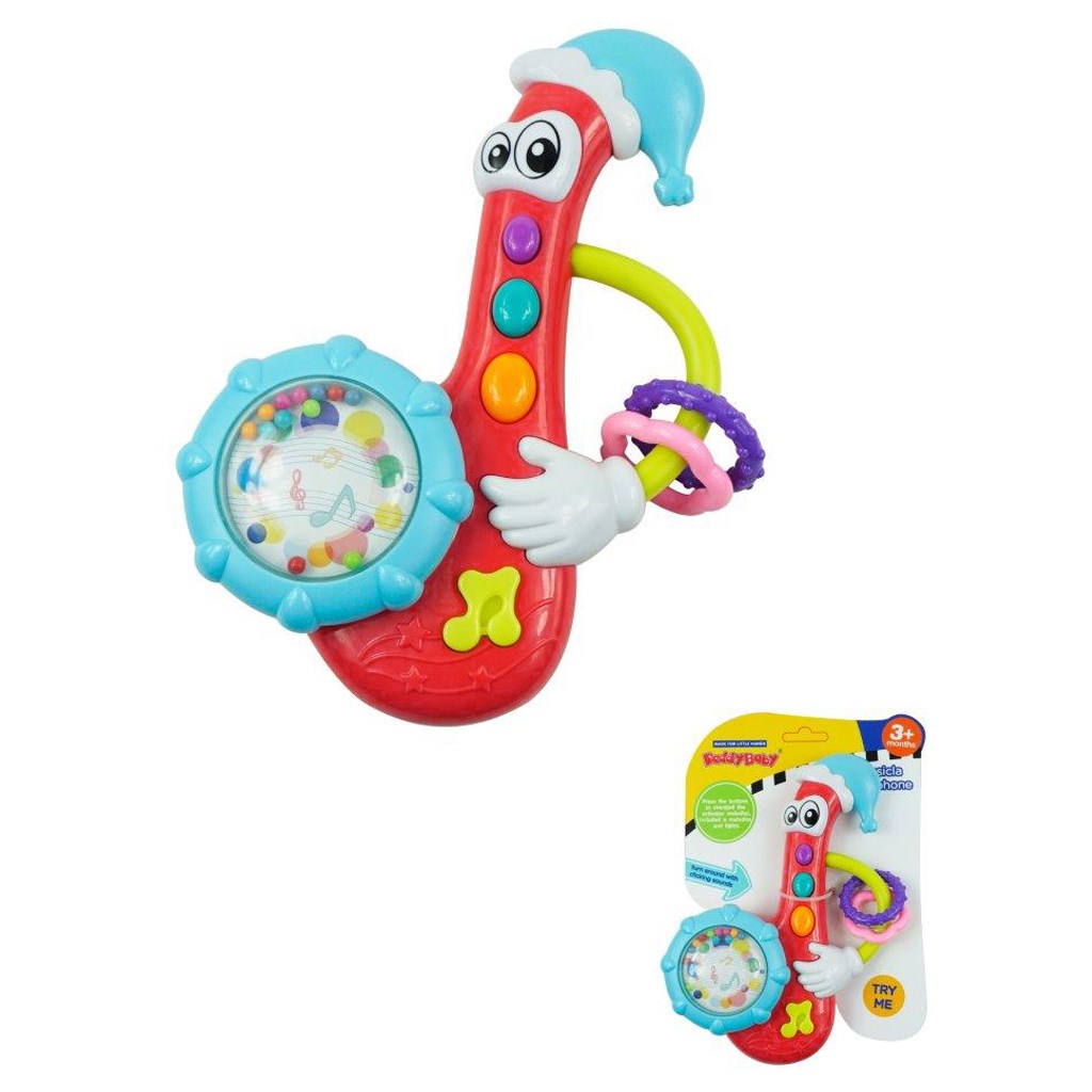 E-shop Hrkálka Baby Mix s melódiou saxofon červený - 36975