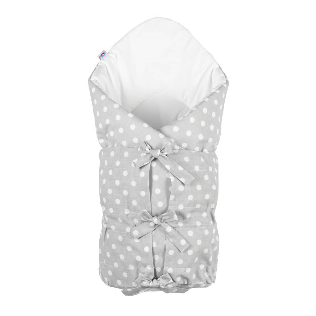 E-shop Klasická šnurovacia zavinovačka New Baby sivá s bodkami - 37911