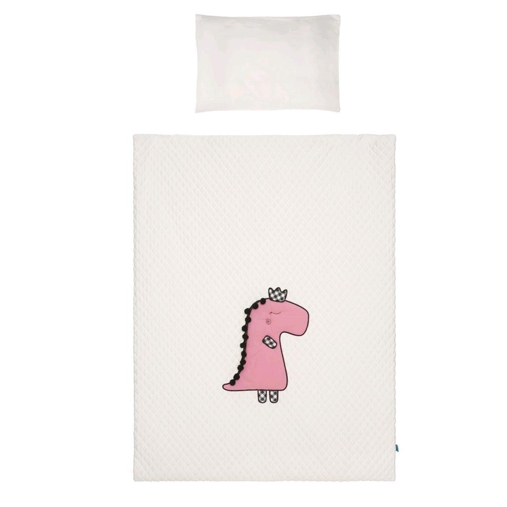 E-shop 3-dielne posteľné obliečky Belisima Dino 3D 90/120 smotanovo-ružové - 38412