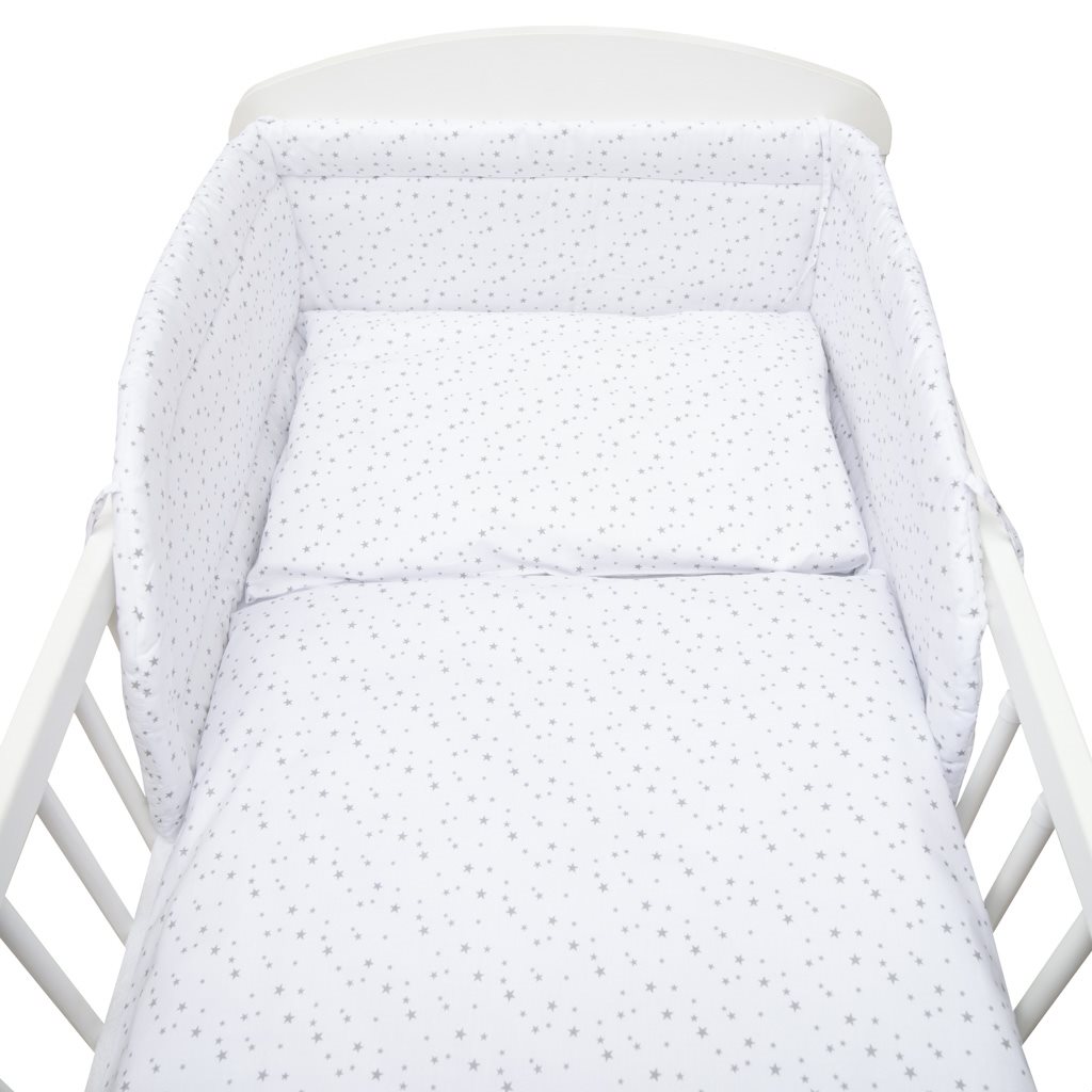 3-dielne posteľné obliečky New Baby 90/120 cm biele sivé hviezdičky - 39521