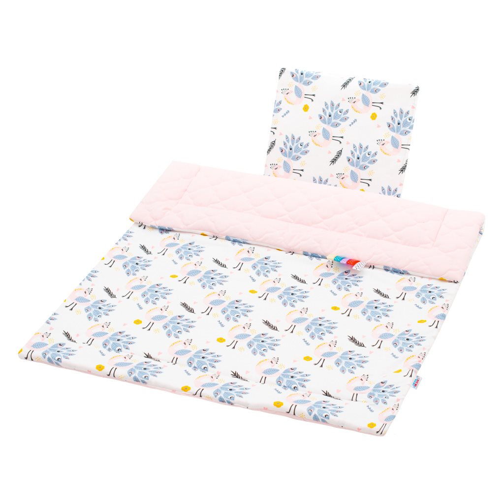 E-shop Obojstranný Set z Velvet do kočíka New Baby pávy ružový - 40129