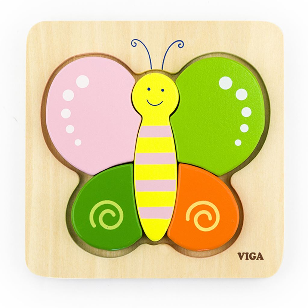 E-shop Drevené puzzle pre najmenších Viga Motýľ - 40405