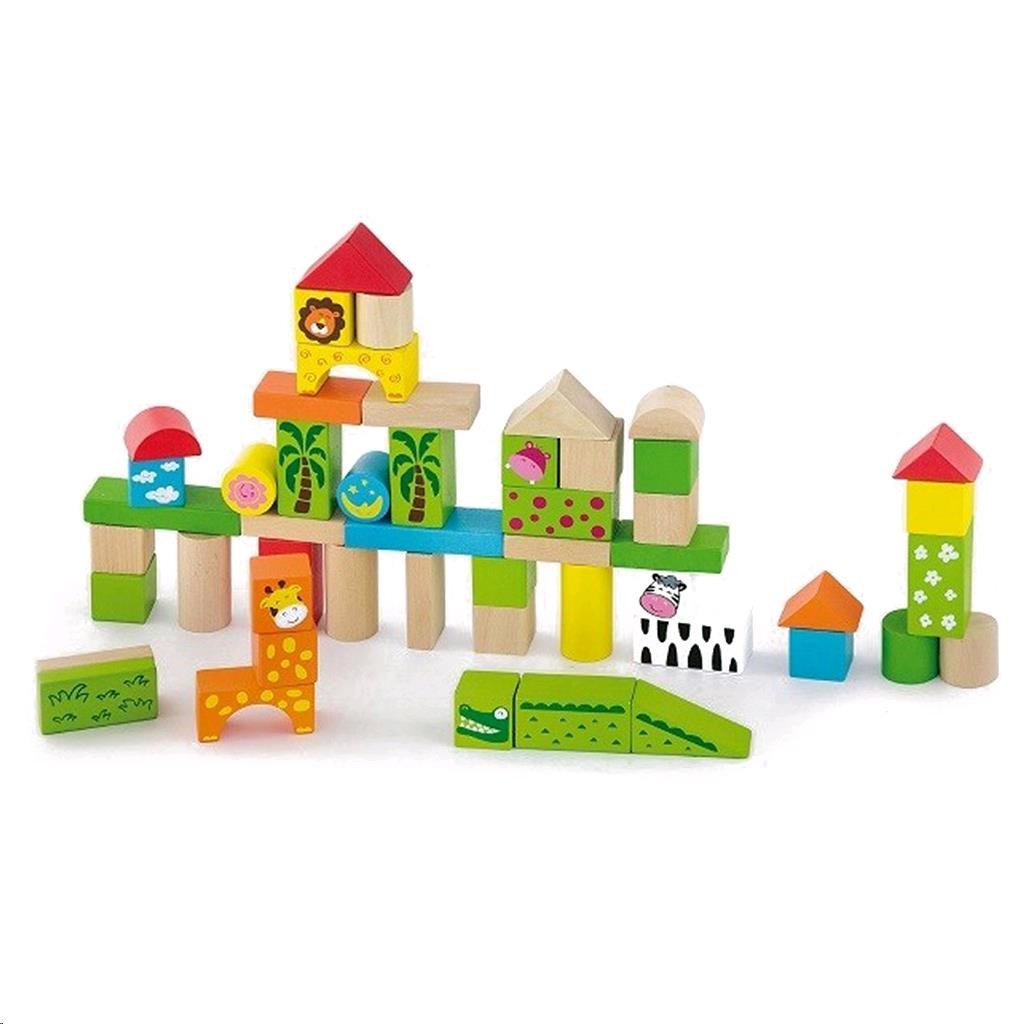 E-shop Drevené kocky pre deti Viga ZOO 50 dielikov - 40429