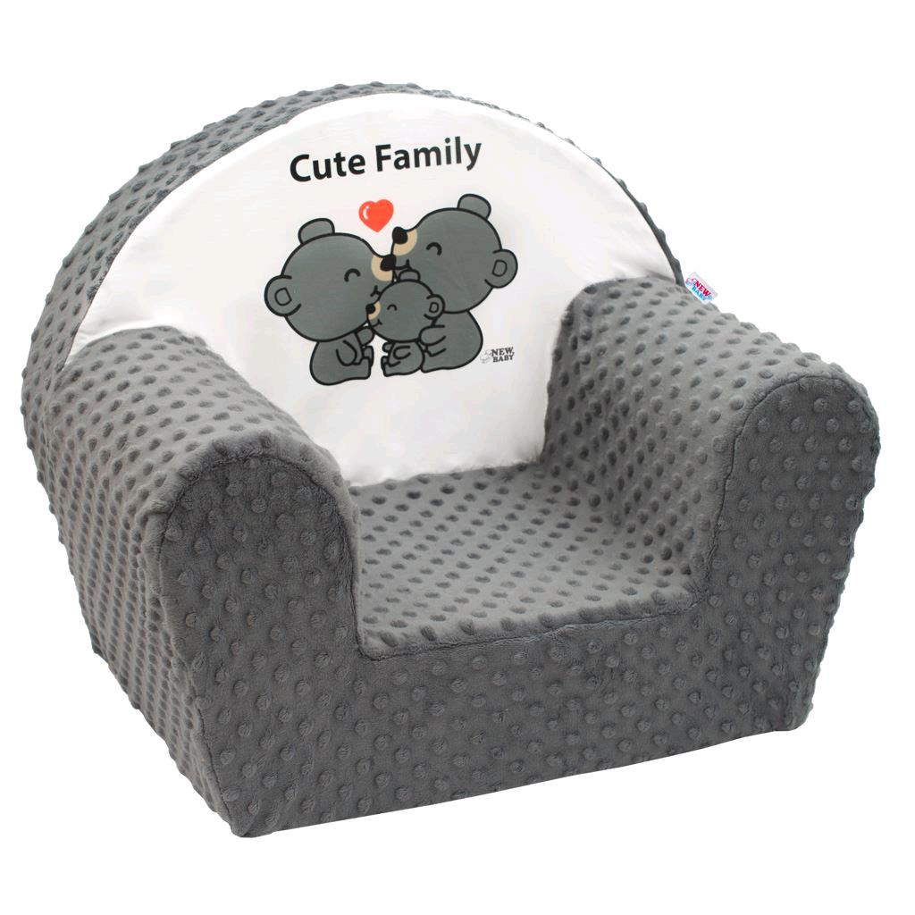 E-shop Detské kreslo z Minky New Baby Cute Family sivé - 41222