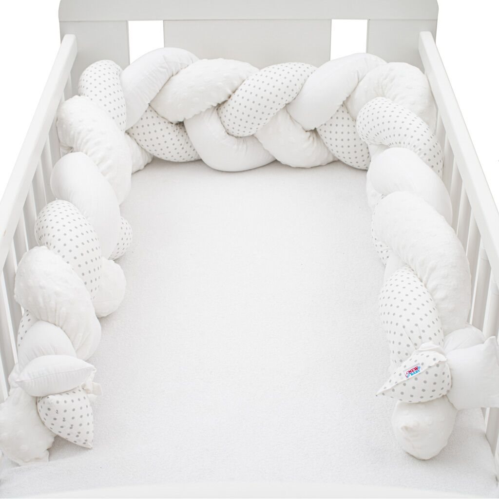 E-shop Ochranný mantinel do postieľky vrkoč New Baby Minka a Bodky sivý - 41329