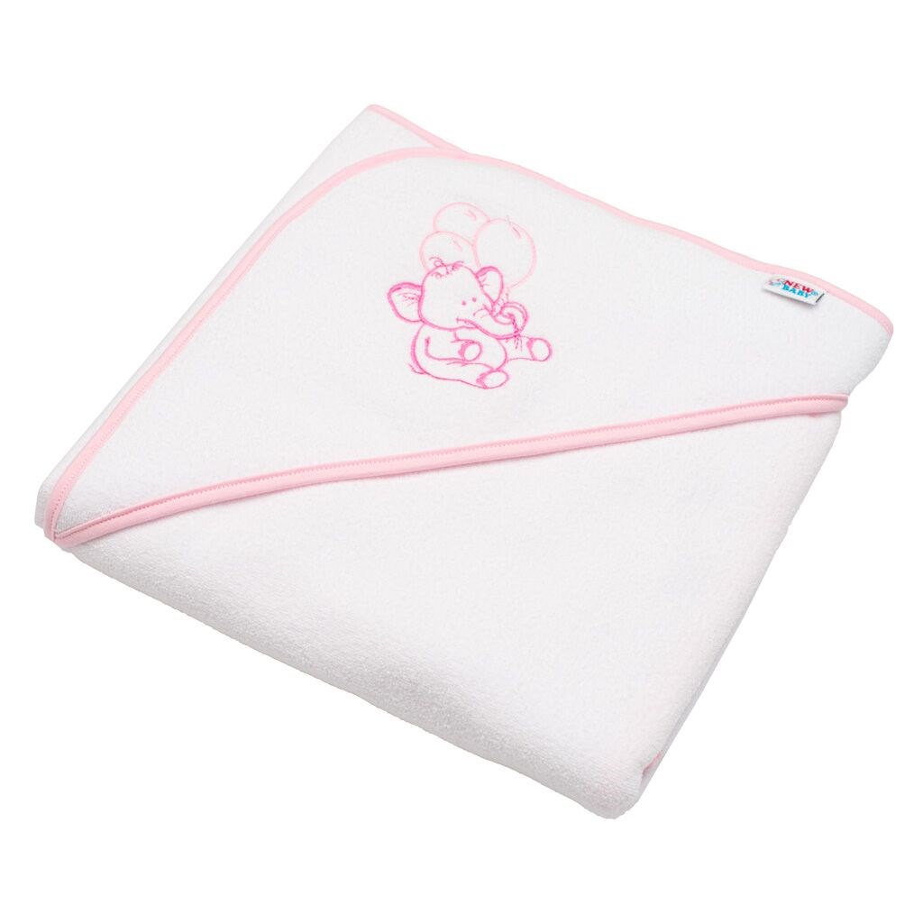 E-shop Detská froté osuška s výšivkou a kapuckou New Baby 80x80 biela sloník - 41519
