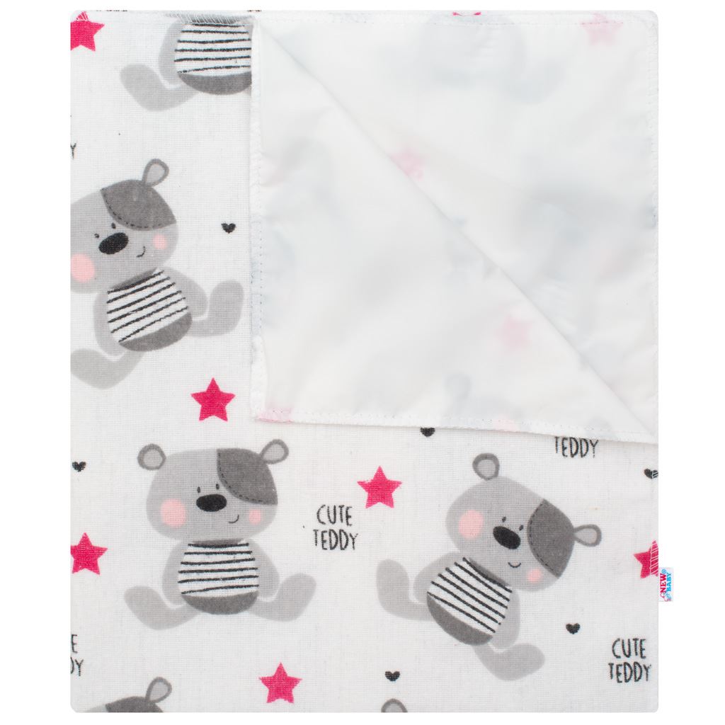 E-shop Nepremokavá flanelová podložka New Baby Cute Teddy ružová - 41782