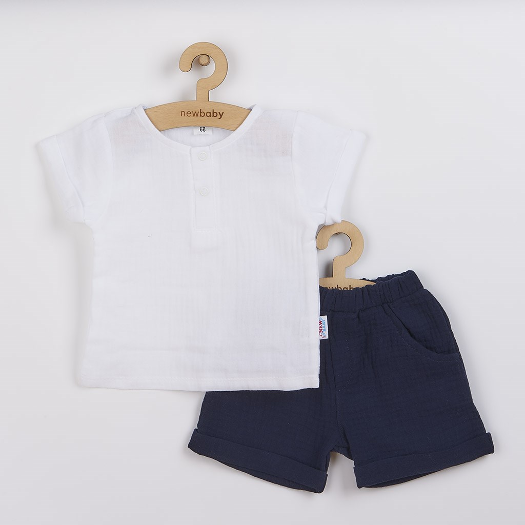 E-shop Dojčenská mušelínová súpravička New Baby Summer Nature Collection tmavo modrá, 56 (0-3m) - 42276