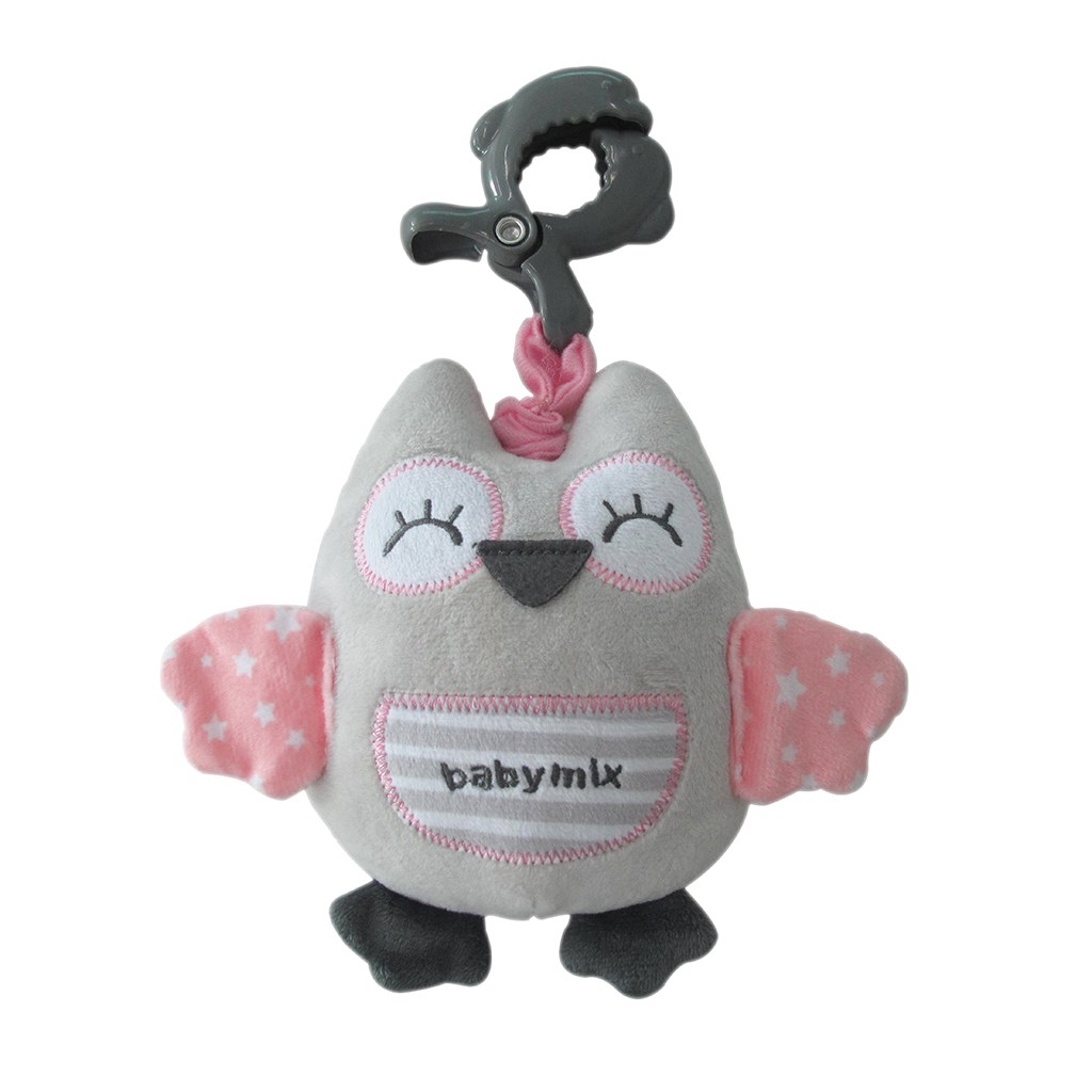 E-shop Edukačná hrajúca plyšová hračka s klipom Baby Mix sova ružová - 42591