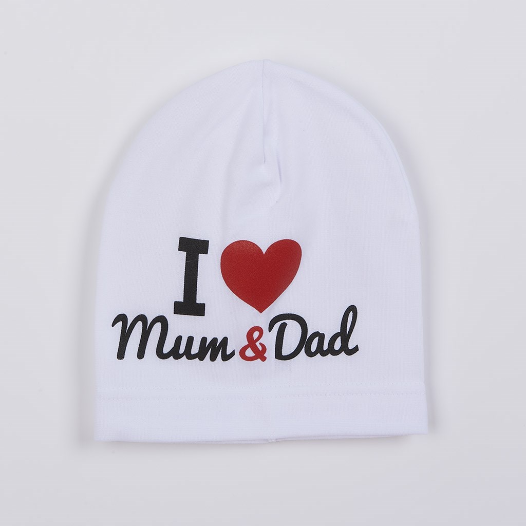 E-shop Detská čiapočka New Baby I Love Mum and Dad biela, 9-18 m - 43239