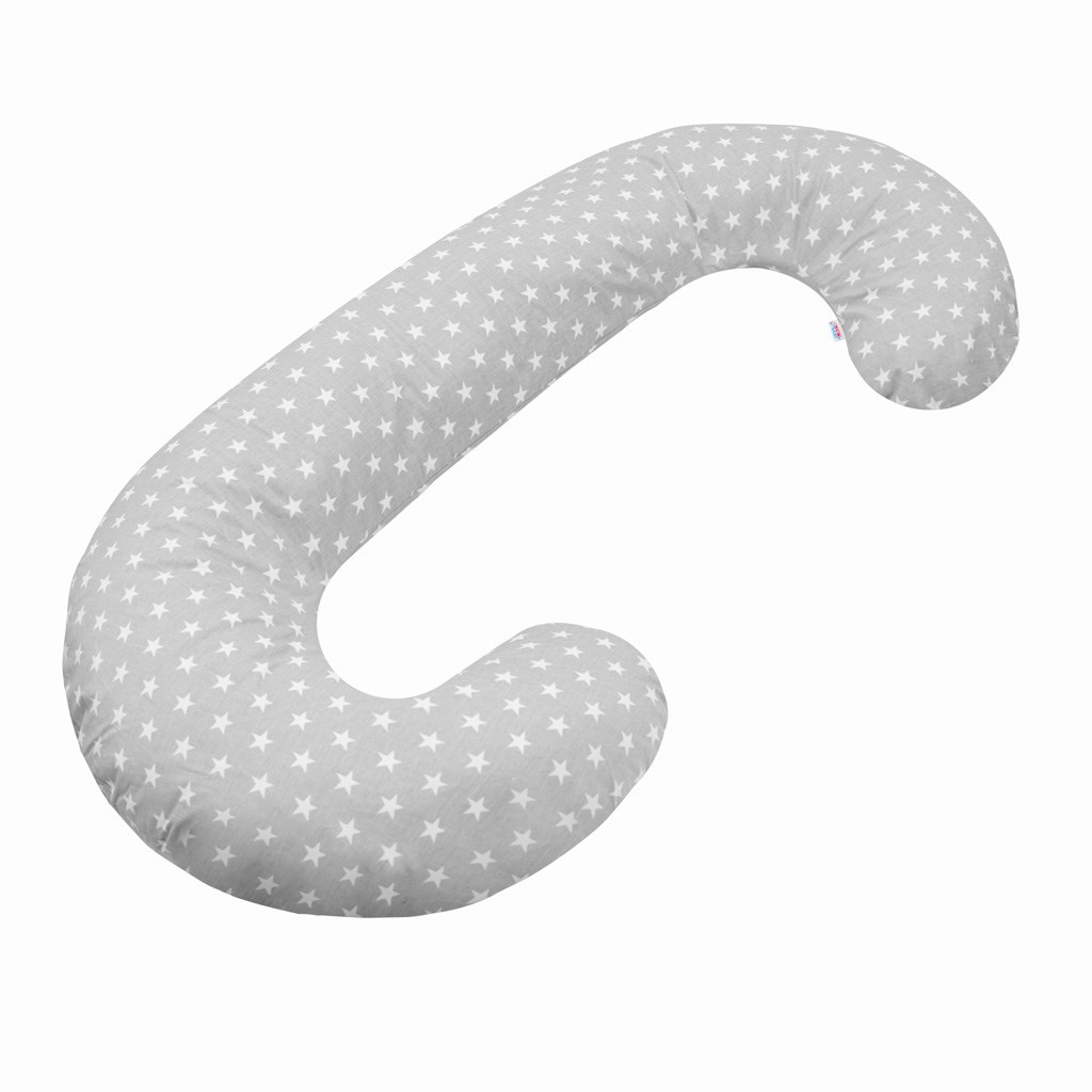 E-shop Univerzálny dojčiaci vankúš v tvare C New Baby Hviezdičky sivý - 43245