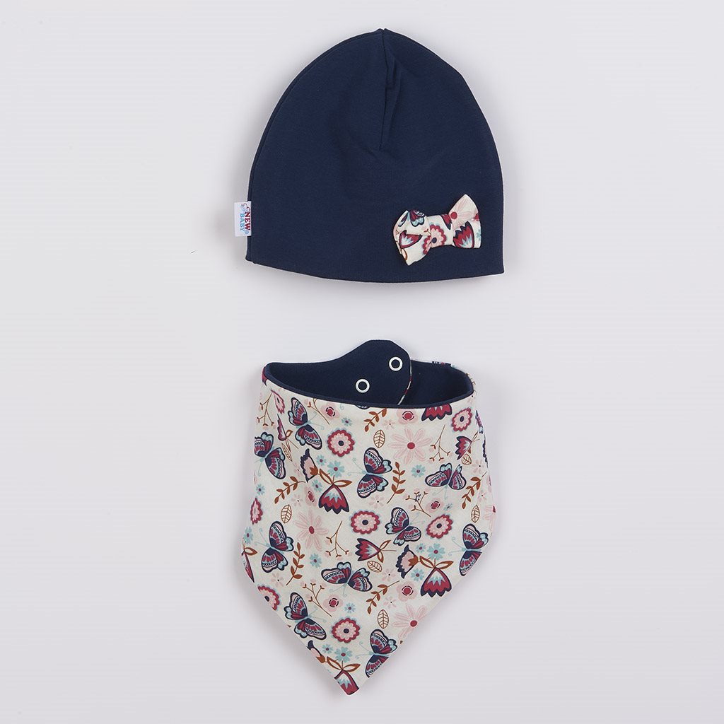 E-shop Dojčenská čiapočka s šatkou na krk New Baby Missy modrá, 74 (6-9m) - 44120
