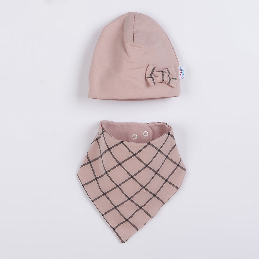 E-shop Dojčenská čiapočka s šatkou na krk New Baby Missy ružová, 86 (12-18m) - 44127