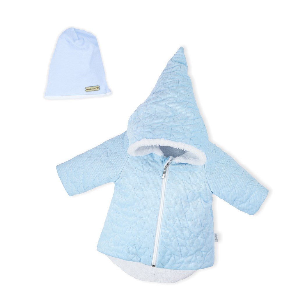 E-shop Zimný dojčenský kabátik s čiapočkou Nicol Kids Winter modrý, 68 (4-6m) - 44228