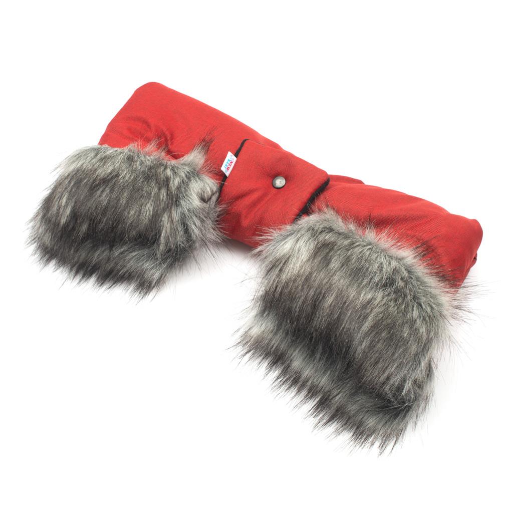 E-shop Rukávník na kočiar 2v1 New Baby s kožušinkou red - 44358