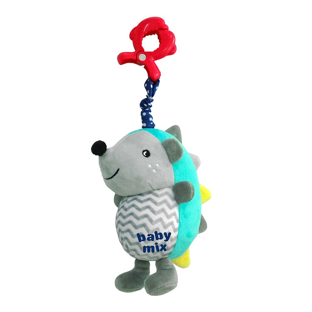 E-shop Detská plyšová hračka s hracím strojčekom a klipom Baby Mix Ježko modro-sivý - 44901