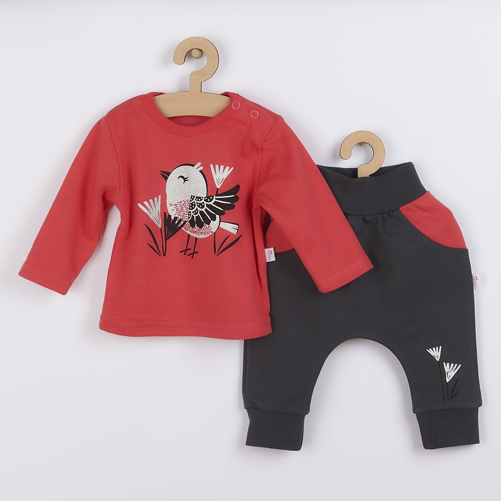 E-shop Dojčenské bavlnené tepláčky a tričko Koala Birdy tmavo ružové, 56 (0-3m) - 45432