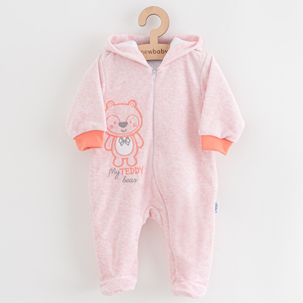 E-shop Dojčenský semiškový overal s kapucňou New Baby Sweetheart ružový, 68 (4-6m) - 45592