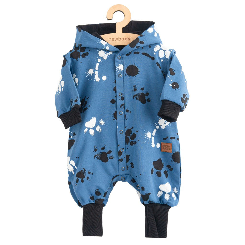 E-shop Dojčenský bavlnený overal s kapucňou a uškami New Baby labka modrý, 80 (9-12m) - 46242