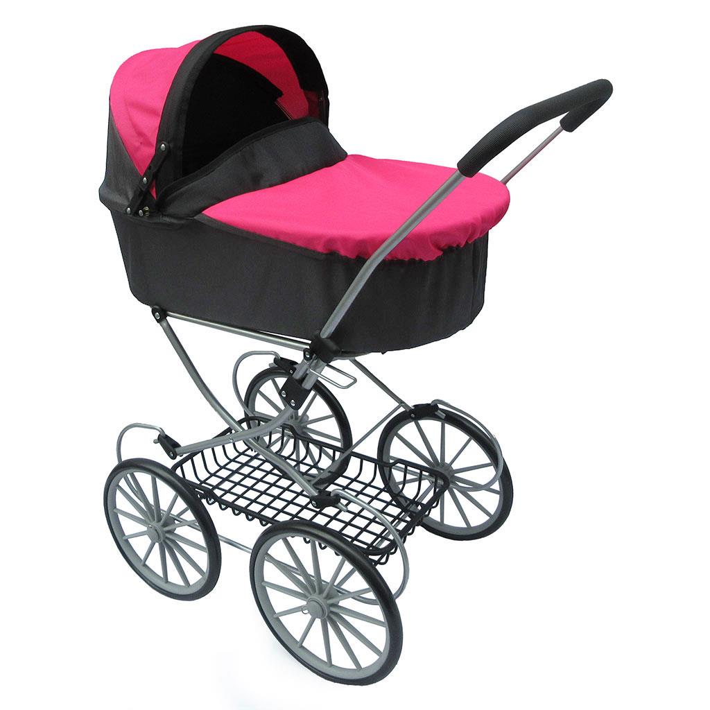 E-shop Retro kočík pre bábiky PlayTo Betty sivo-ružový - 46374