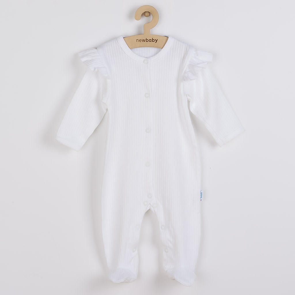 E-shop Dojčenský bavlnený overal New Baby Practical biely dievča, 74 (6-9m) - 46667