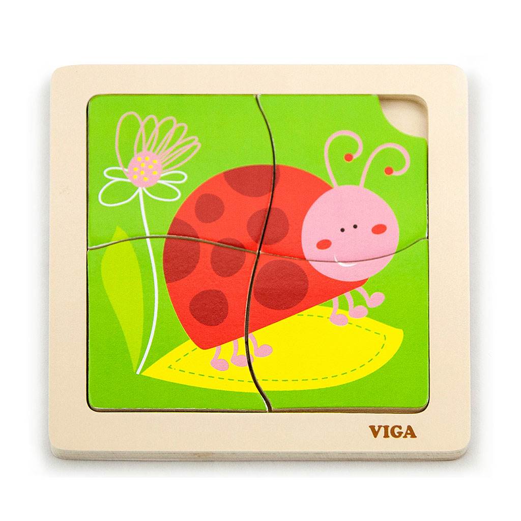 E-shop Drevené puzzle pre najmenších Viga 4 ks Lienka - 48567