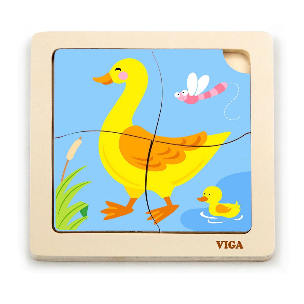 E-shop Drevené puzzle pre najmenších Viga 4 ks Kačička - 48573