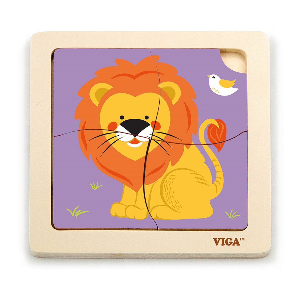 E-shop Drevené puzzle pre najmenších Viga 4 ks Lev - 48574