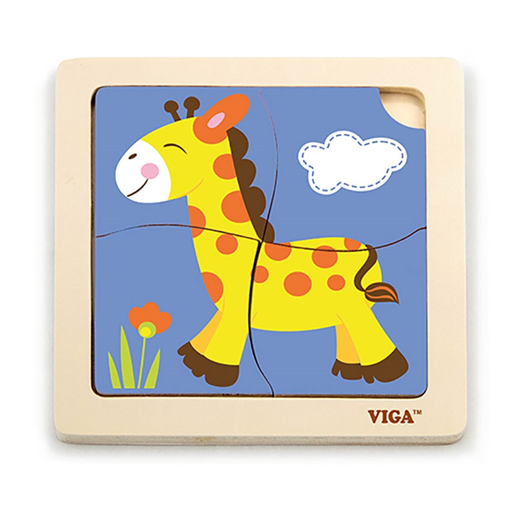 E-shop Drevené puzzle pre najmenších Viga 4 ks Žirafa - 48576