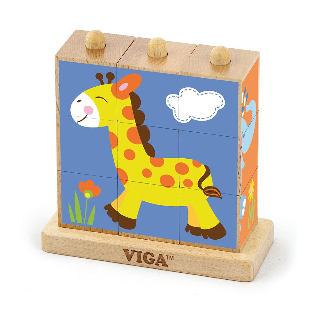 E-shop Drevené puzzle kocky na stojane Viga Zoo - 48931
